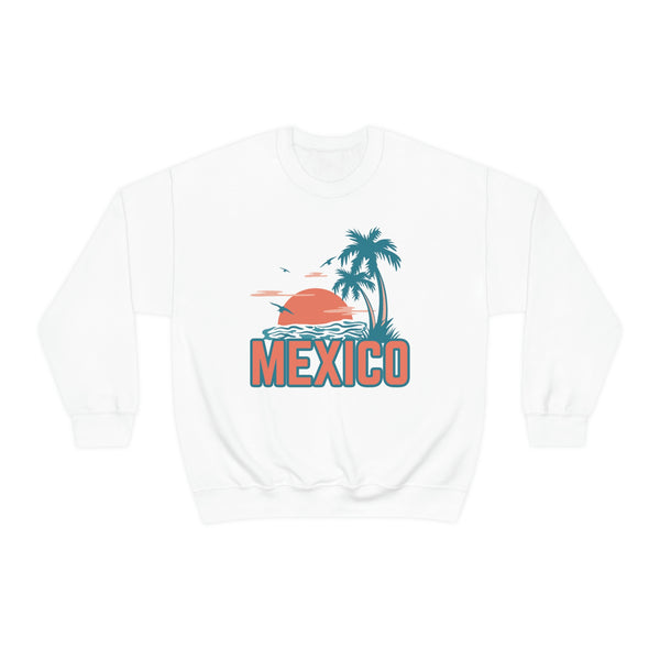 Mexico Sweatshirt - Unisex Retro Palm Tree Mexico Crewneck Sweatshirt