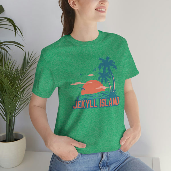 Jekyll Island, Georgia T-Shirt - Retro Palm Tree & Beach Unisex Jekyll Island Shirt