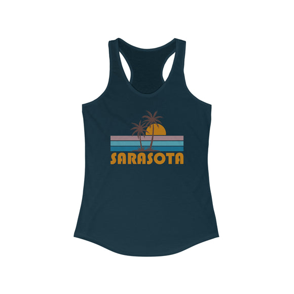 Sarasota, Florida Women's Tank - Retro Palm Tree Women's Racerback Sarasota Tank Top