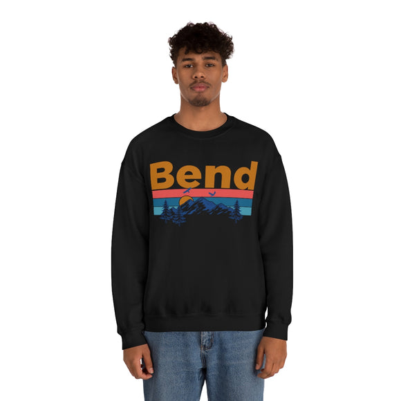Bend, Oregon Crewneck Sweatshirt - Mountain & Birds Unisex