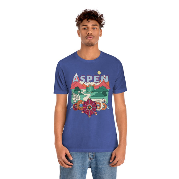 Aspen T-Shirt - Retro Mountain / Hippie Style Aspen, Colorado Shirt