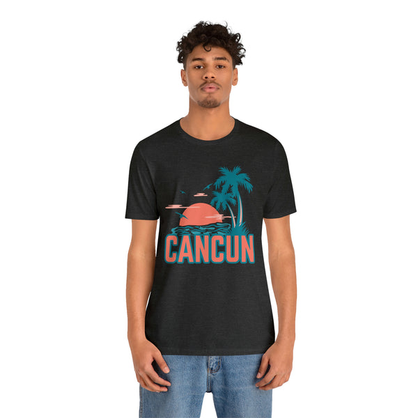 Cancun, Mexico T-Shirt - Retro Palm Tree & Beach Unisex Cancun Shirt