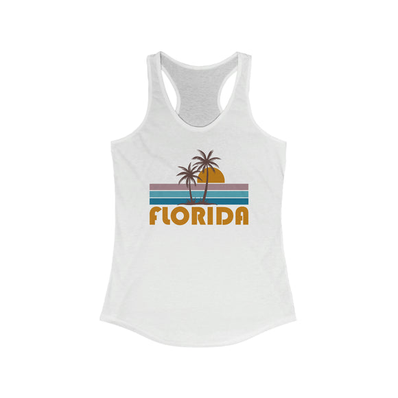 Florida Women's Tank - Retro Palm Tree Women's Racerback Florida Tank Top