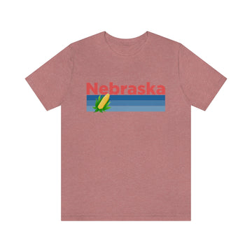Buy heather-mauve Nebraska T-Shirt - Retro Corn Unisex Nebraska Shirt