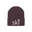Ski Knit Beanie - Adult Embroidered Snowflake Ski Knit Hat-21