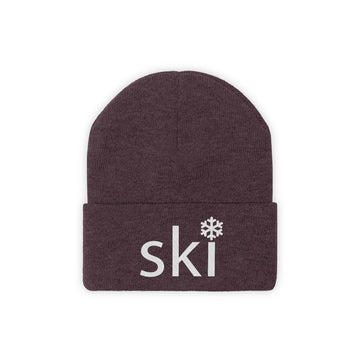 Buy maroon Ski Knit Beanie - Adult Embroidered Snowflake Ski Knit Hat
