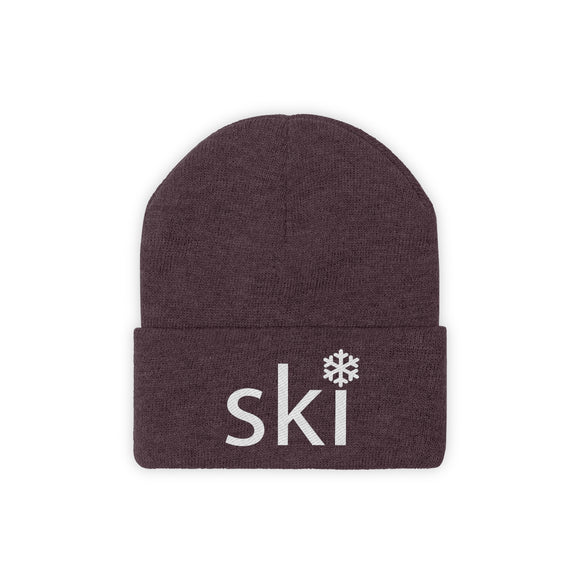 Ski Knit Beanie - Adult Embroidered Snowflake Ski Knit Hat