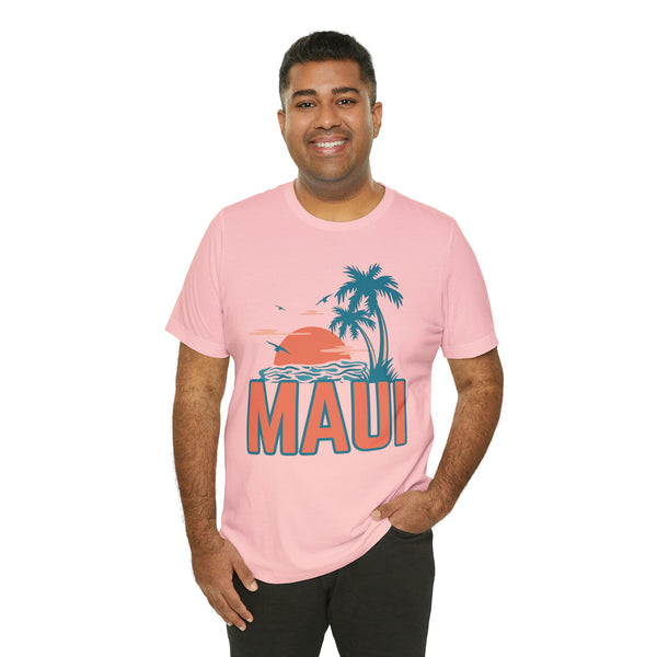 Maui, Hawaii T-Shirt - Retro Palm Tree & Beach Unisex Maui Shirt