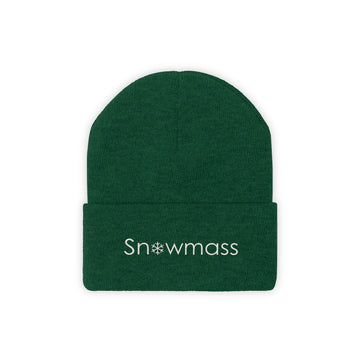 Buy hunter-green Snowmass, Colorado Knit Beanie - Adult Embroidered Snowflake Snowmass Knit Hat