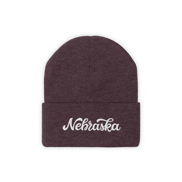 Nebraska Beanie - Adult Hand Lettered Embroidered Nebraska Knit Hat