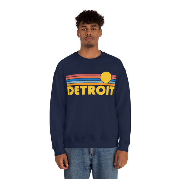 Detroit, Michigan Sweatshirt - Retro Sunrise Unisex