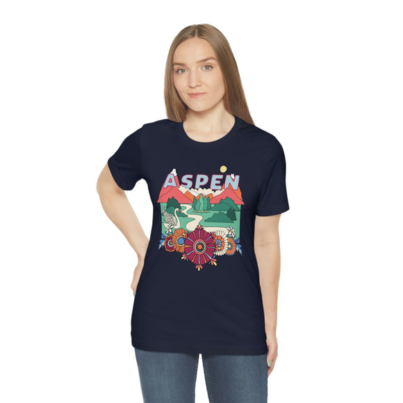 Aspen Shirt, Colorado Retro T-Shirt, Hippie Style Colorado tee, Aspen Mountain Shirt