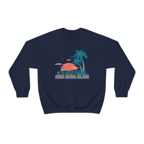 Anna Maria Island, Florida Sweatshirt - Unisex Retro Palm Tree Crewneck Anna Maria Island Sweatshirt