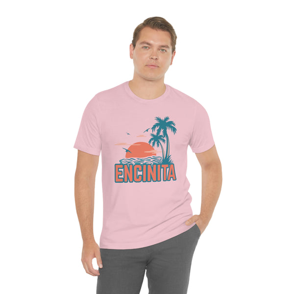 Encinitas, California T-Shirt - Retro Palm Tree & Beach Unisex Encinitas Shirt