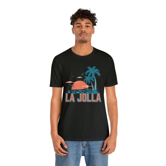 La Jolla, California T-Shirt - Retro Palm Tree & Beach Unisex La Jolla Shirt