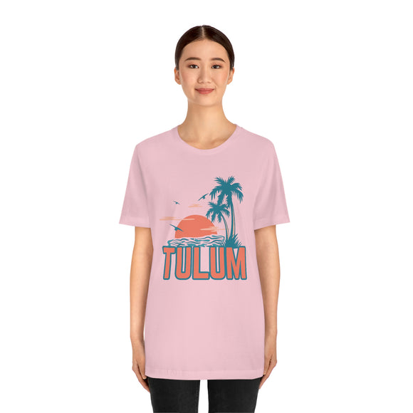 Tulum, Mexico T-Shirt - Retro Palm Tree & Beach Unisex Tulum Shirt