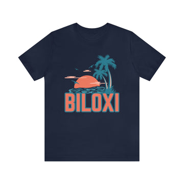 Buy navy Biloxi, Mississippi T-Shirt - Retro Palm Tree &amp; Beach Unisex Biloxi Shirt
