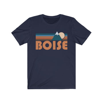 Buy navy Boise, Idaho T-Shirt - Retro Mountain Adult Unisex Boise T Shirt