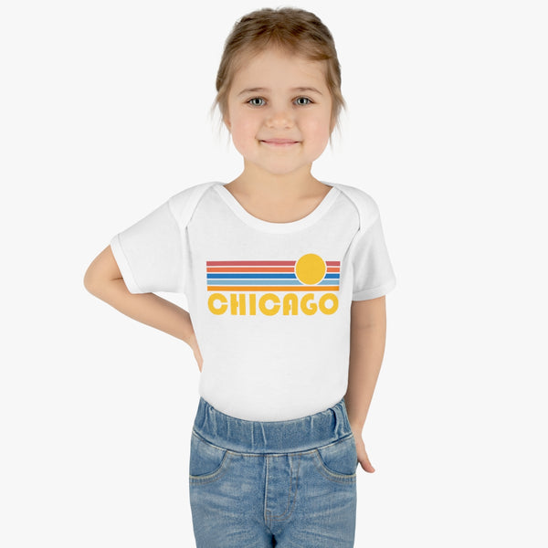 Chicago Baby Bodysuit - Retro Sun Chicago, Illinois Baby Bodysuit