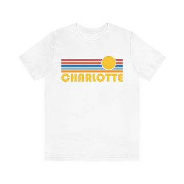 Buy white Charlotte, North Carolina T-Shirt - Retro Sun Unisex Charlotte T Shirt