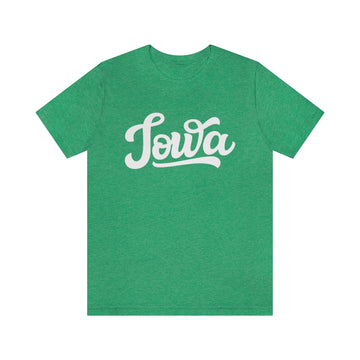 Buy heather-kelly Iowa T-Shirt - Hand Lettered Unisex Iowa Shirt