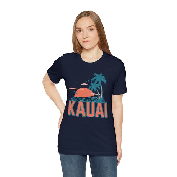 Kauai, Hawaii T-Shirt - Retro Palm Tree & Beach Unisex Kauai Shirt