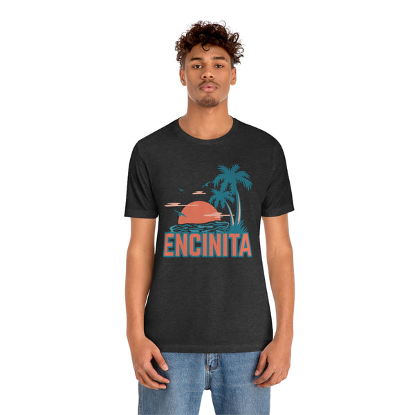 Encinitas, California T-Shirt - Retro Palm Tree & Beach Unisex Encinitas Shirt