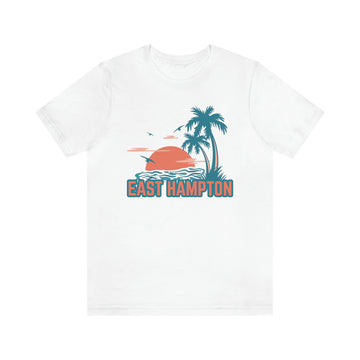 Buy white East Hampton, New York T-Shirt - Retro Palm Tree &amp; Beach Unisex East Hampton Shirt