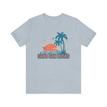 Buy light-blue Cabo San Lucas, Mexico T-Shirt - Retro Palm Tree &amp; Beach Unisex Cabo San Lucas Shirt