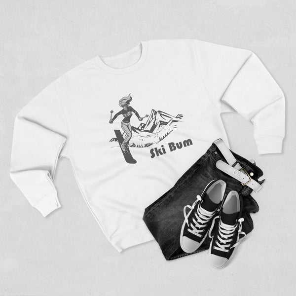 Premium Ski Bum Crewneck Sweatshirt - Retro Unisex Sweatshirt