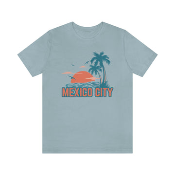 Buy light-blue Mexico City, Mexico T-Shirt - Retro Palm Tree &amp; Beach Unisex Mexico City Shirt
