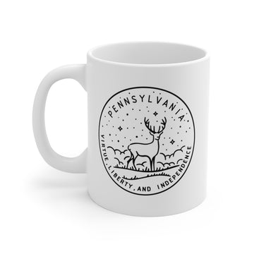 Pennsylvania Mug - State Design White Ceramic Pennsylvania Mug (11oz & 15oz) - 0