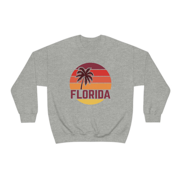 Florida Sweatshirt - Unisex Retro Palm Tree Florida Crewneck Sweatshirt