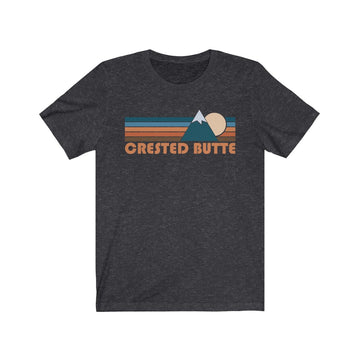 Buy dark-grey-heather Crested Butte, Colorado T-Shirt - Retro Mountain Adult Unisex Crested Butte T Shirt