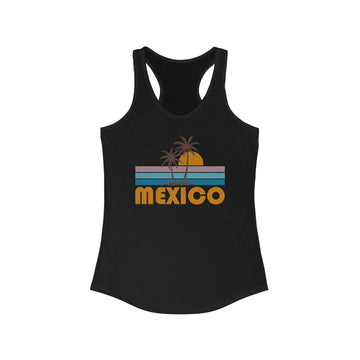 Buy solid-black Mexico Women's Tank - Retro Palm Tree Women's Racerback Mexico Tank Top