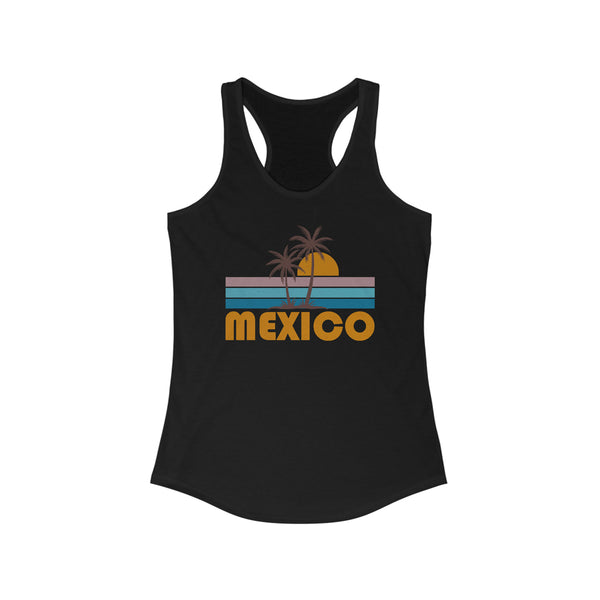 Mexico Women's Tank - Retro Palm Tree Women's Racerback Mexico Tank Top
