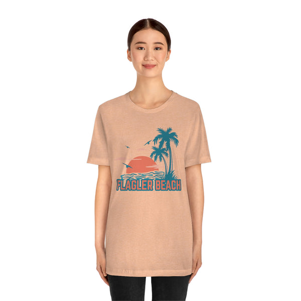 Flagler Beach, Florida T-Shirt - Retro Palm Tree & Beach Unisex Flagler Beach Shirt