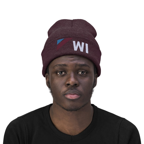 Wisconsin Beanie - Adult Embroidered Retro Wisconsin Knit Hat