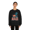 Maui, Hawaii Sweatshirt - Unisex Retro Palm Tree Crewneck Maui Sweatshirt