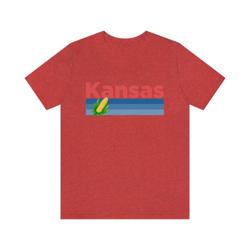 Buy heather-red Kansas T-Shirt - Retro Corn Unisex Kansas Shirt