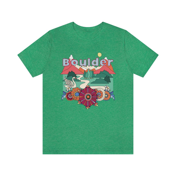 Boulder T-Shirt - Retro Mountain / Hippie Style Boulder, Colorado Shirt