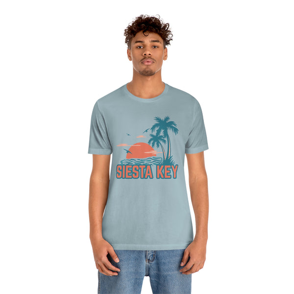 Siesta Key, Florida T-Shirt - Retro Palm Tree & Beach Unisex Siesta Key Shirt