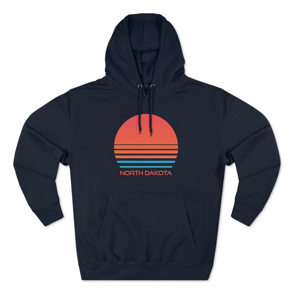 Premium North Dakota Hoodie - Retro 80s Unisex Sweatshirt