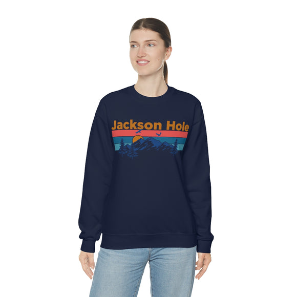Jackson Hole, Wyoming Sweatshirt - Mountain & Birds Unisex