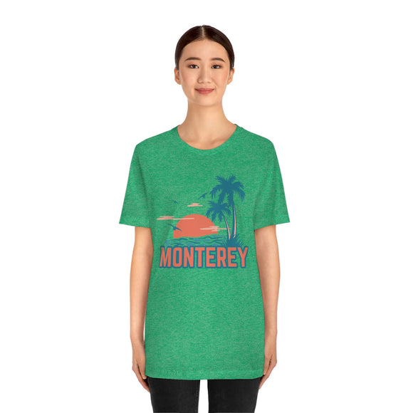Monterey, California T-Shirt - Retro Palm Tree & Beach Unisex Monterey Shirt