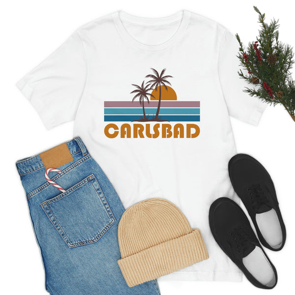 Carlsbad, California T-Shirt - Retro Palm Tree Unisex Carlsbad Shirt