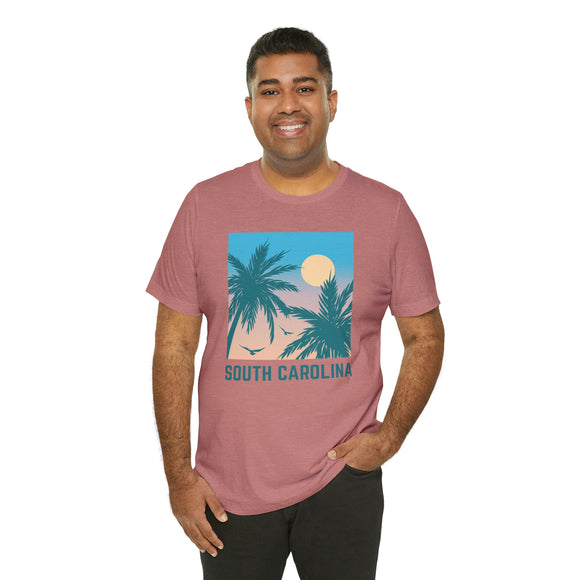 South Carolina T-Shirt - Retro Palm Tree & Beach Unisex South Carolina Shirt