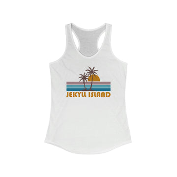 Jekyll Island, Georgia Women's Tank - Retro Palm Tree Women's Racerback Jekyll Island Tank Top