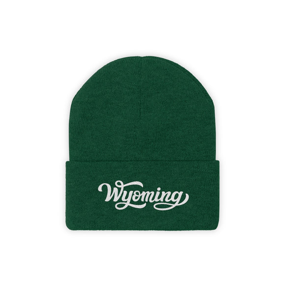 Wyoming Beanie - Adult Hand Lettered Embroidered Wyoming Knit Hat