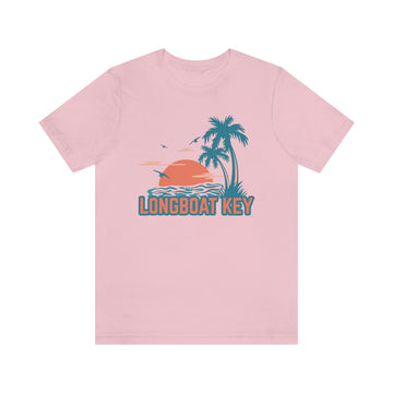 Buy pink Longboat Key, Florida T-Shirt - Retro Palm Tree &amp; Beach Unisex Longboat Key Shirt